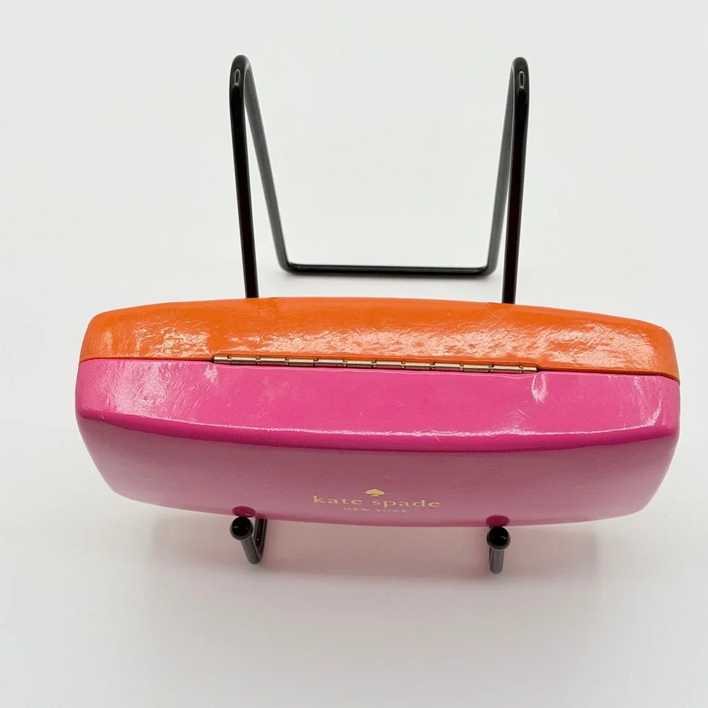 Kate Spade Eyeglass Case Pink Orange Hard Shell Colorblock Preppy Y2K Vibrant